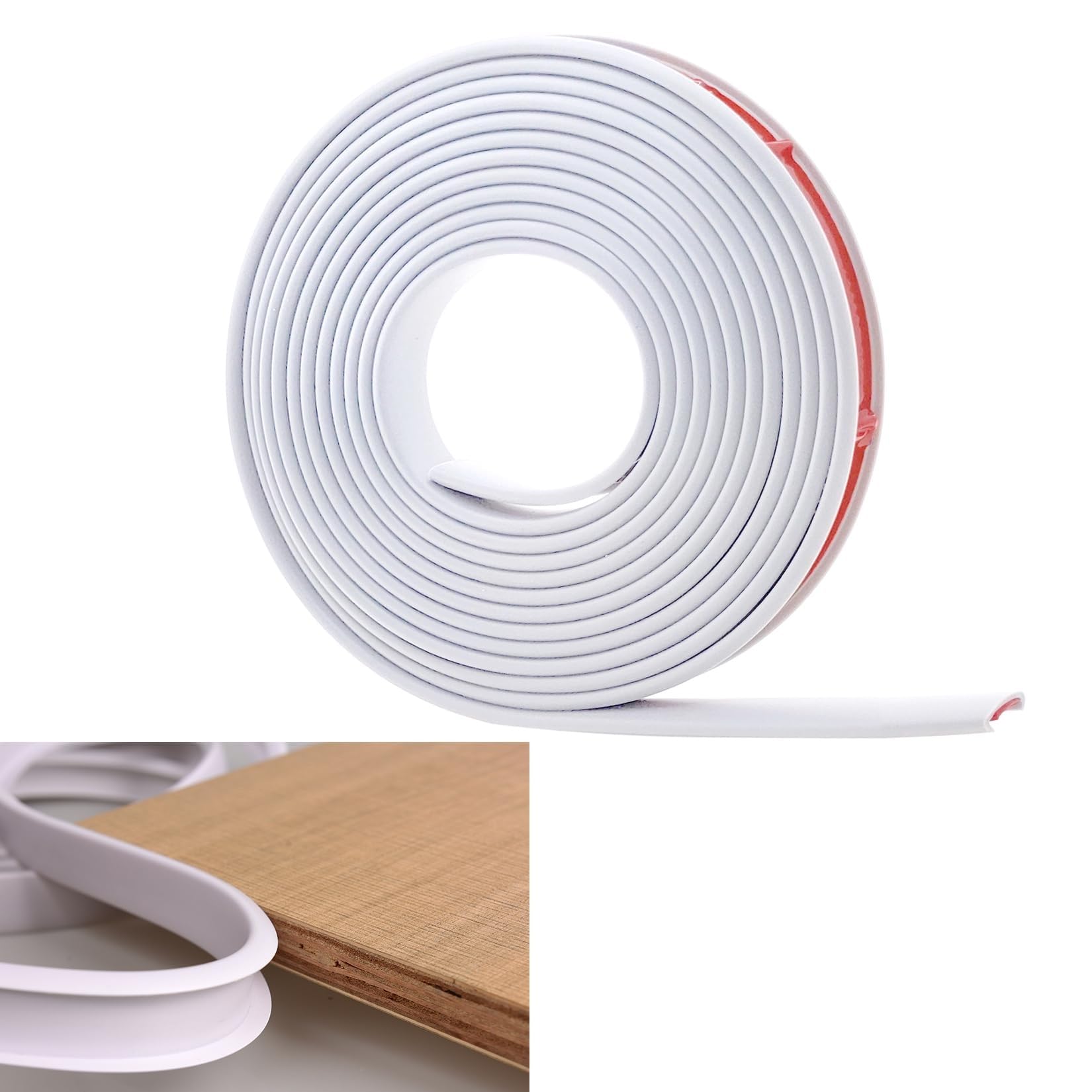 Puaisjn White U-Shape Flexible Furniture Edge Banding, U-Shape Tpe Flexible Furniture Edge Banding Self-Adhesive Trim 9-40Mm Multicolor 16.4Ft(,25Mm)