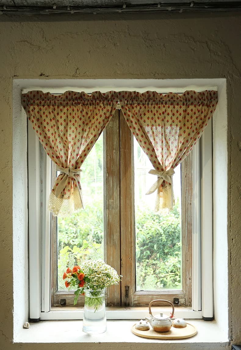 Tenda Corta Con Nodo A Fiocco - Decorazione Per Finestre Da 135x60 Cm, Stile Rustico - Foto 8