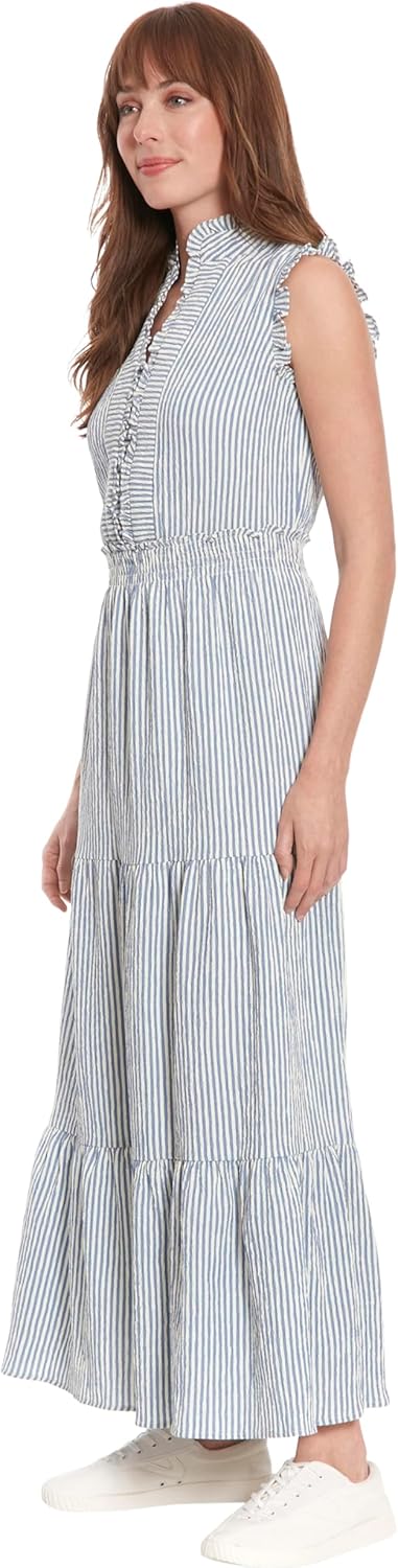 London Times Womens Women's Sleeveless Maxi Dress - Ruffle V-Neck, Tiered Skirt, Casual Dresses for Women - Image 2