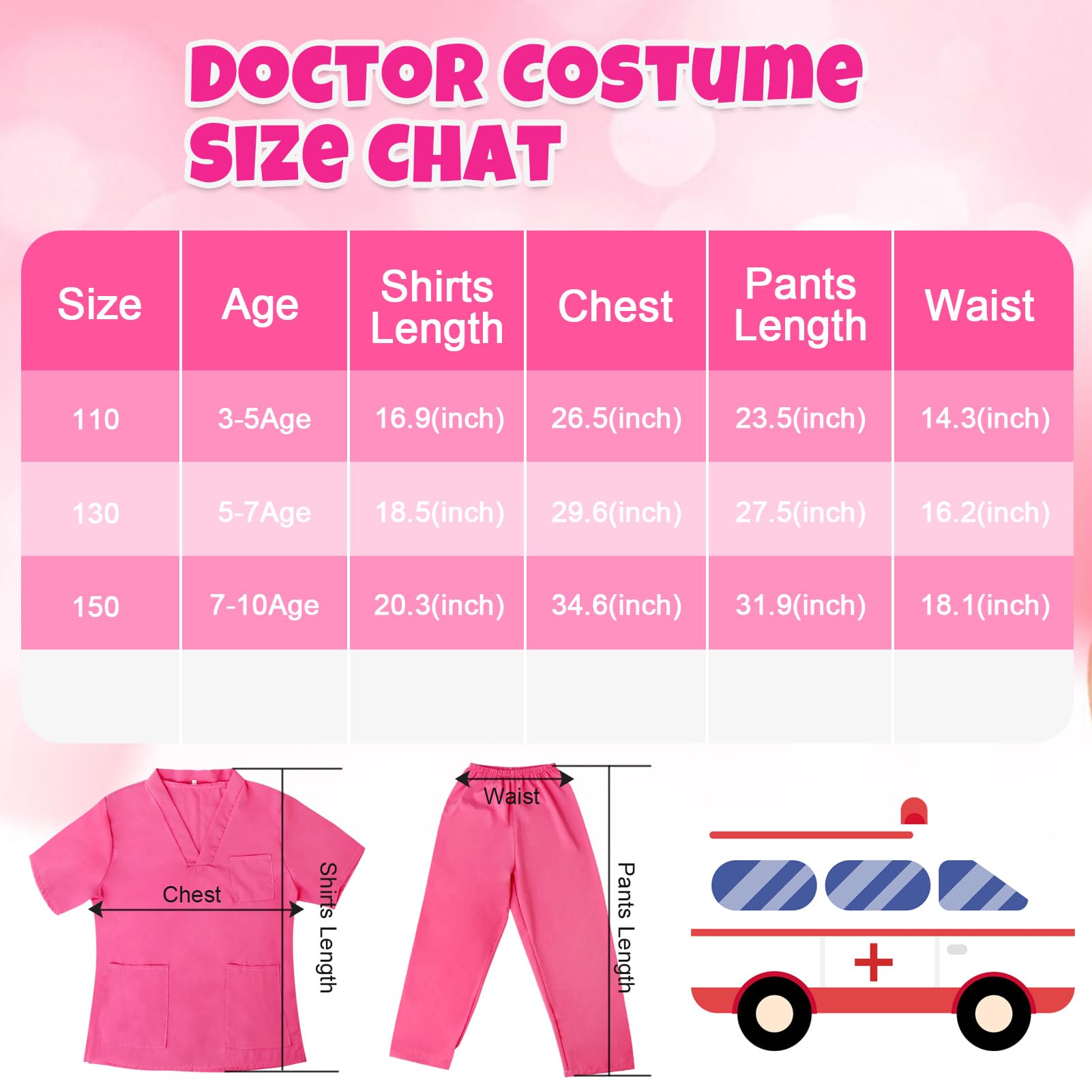 JoyPlus 8 Pcs Kids Doctor Costume Set,Nurse Suit Kit Uniform with Stethoscope - Image 4