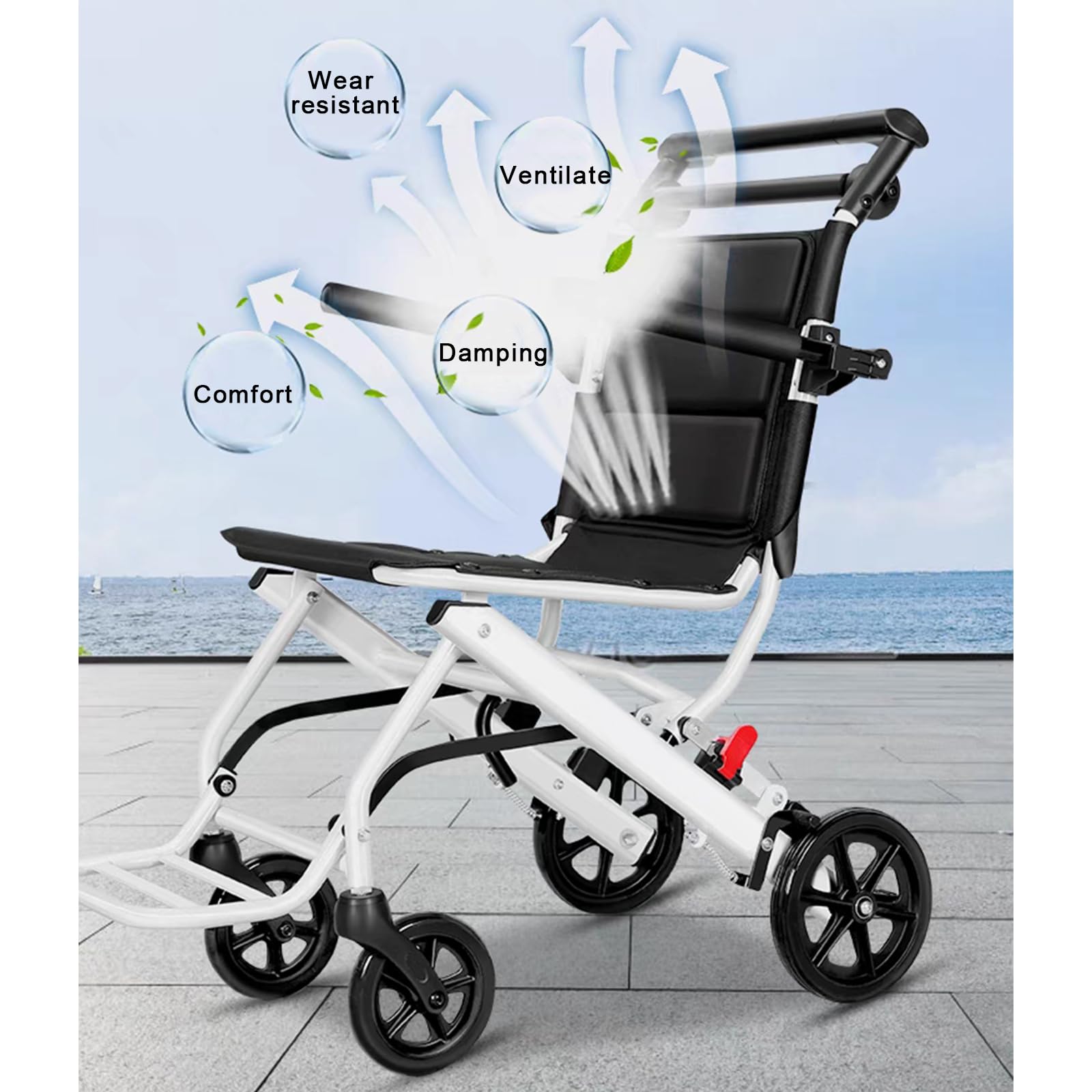 Silla de Ruedas Plegable Ultra-Ligera de Aluminio con Freno para discapacitados y Mayores,Silla de Ruedas de Aluminio para Viajes, Silla de Ruedas de tránsito(Rear Wheel 30cm/11.8in)