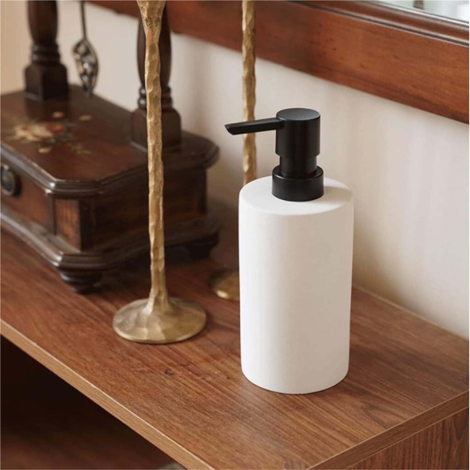 piatto Bottiglia lavamani in cemento in stile nordico Wabi-sabi for ripiani, ricaricabile a pressione Accessori per il bagno(Gray)