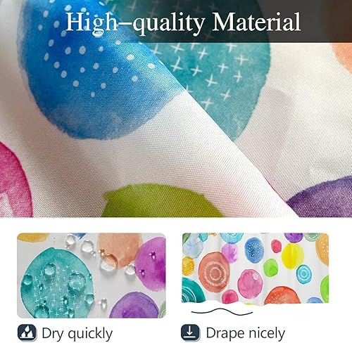 Miniatura 3 de Coxila Cortina de ducha colorida para niños y niñas, diseño de lunares, diseño geométrico brillante, acuarela, abstracto, 72 x 72 pulgadas, tela de