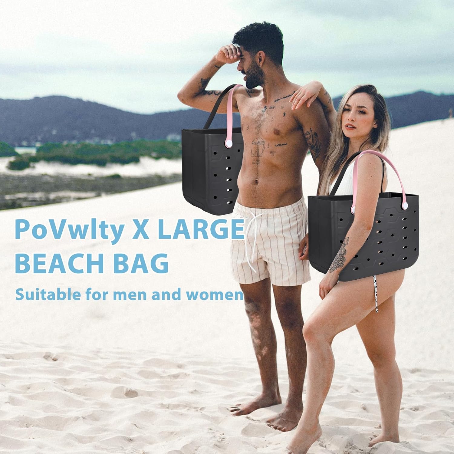 Rubber Beach Bag for Men & Women, Water-resistant Travel Tote Bag for the Beach Boat Pool - Image 2