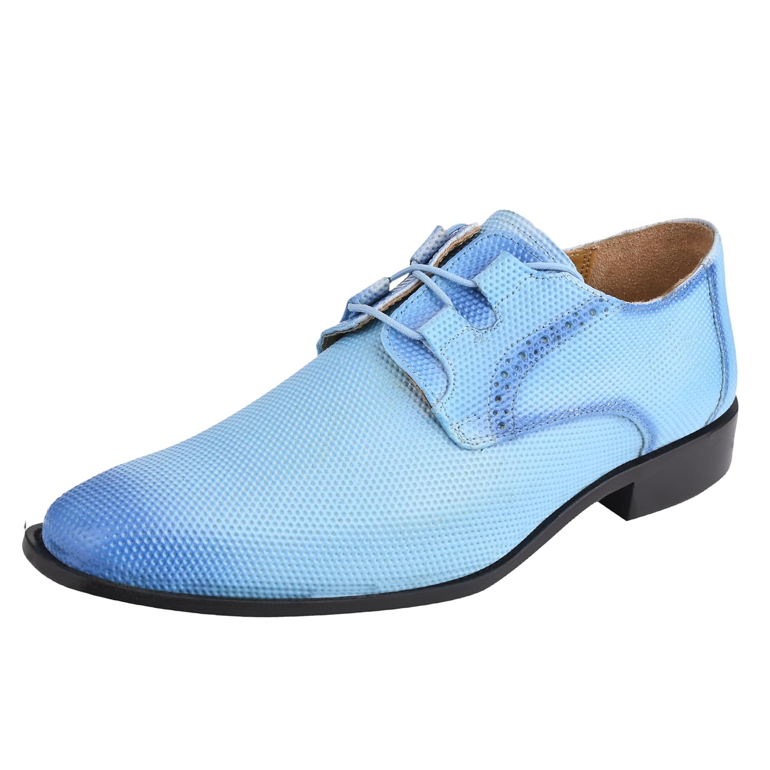 Sapato social Liberty Derby masculino formal sem couro clássico com design de pisada e cadarço, Powder Blue, 12