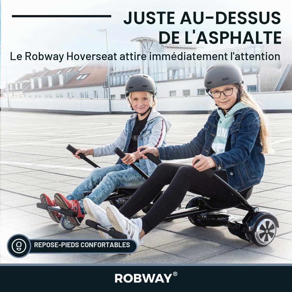 Robway Hoverkart | DAS ORIGINAL® (Noir) | W1 W2 W3 & universel pour planches de 6,5/8/10 pouces | Siège hoverboard | Hoverseat | Siège Hovercart | | Enfants et adultes