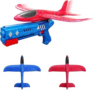 لعبة قاذفة طائرات مع طائرة فوم كبيرة مزودة بقاذف، ألعاب طائرات خارجية للأولاد والبنات من سن 8 و9 و10 و11 و12 عامًا من فيرزر فان، قطعتين