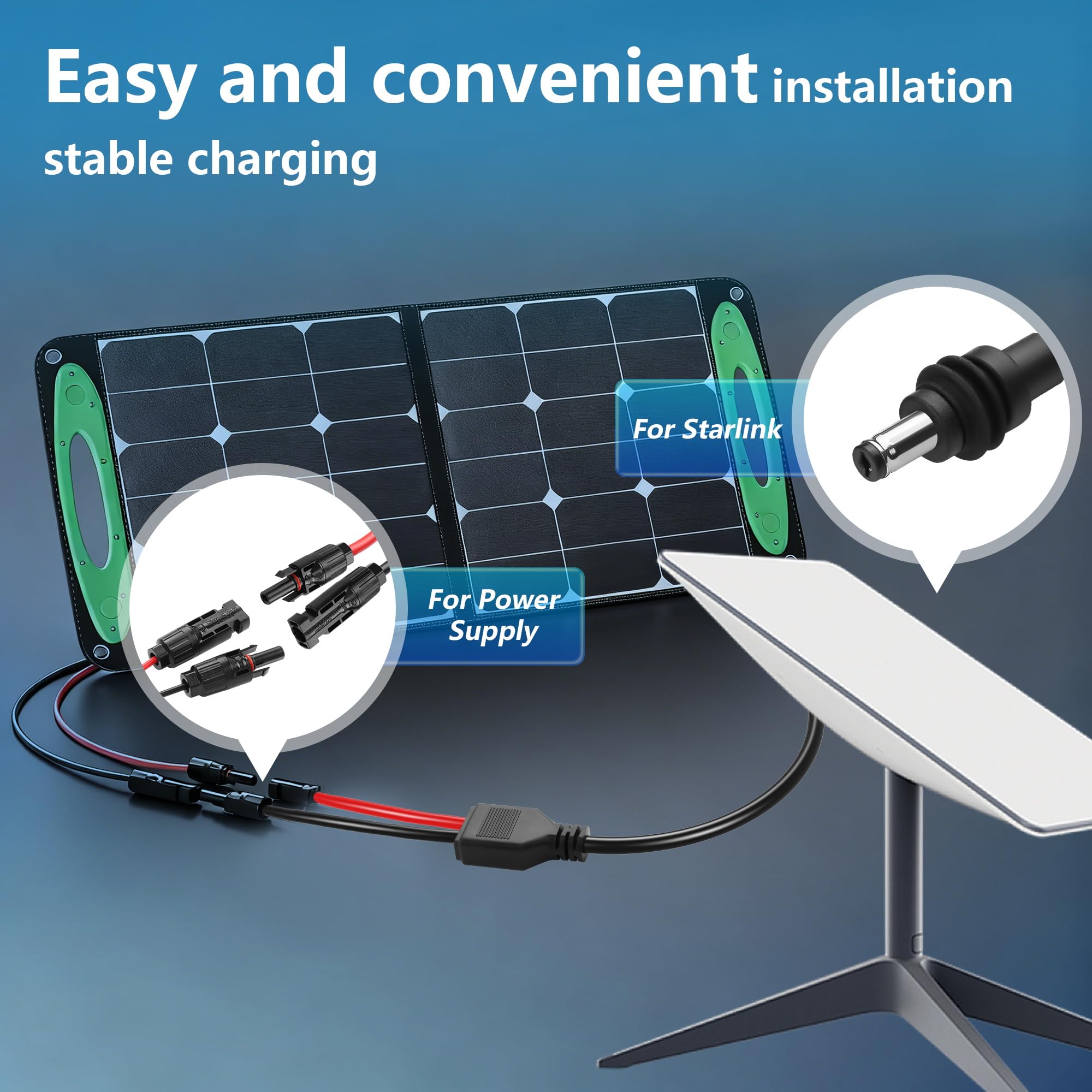 GINTOOYUN Starlink Mini kabel zasilający Solar do DC5521, wtyczka solarna męska/żeńska do wodoszczelnego DC 5,5 x 2,1 mm, męski wtyk przedłużający prąd do paneli słonecznych (6,56 ft)