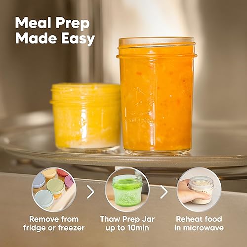 Miniatura 9 de KeaBabies Paquete de 4 recipientes de vidrio de 8 onzas para alimentos para bebés con tapas, a prueba de fugas, pequeños frascos de vidrio para