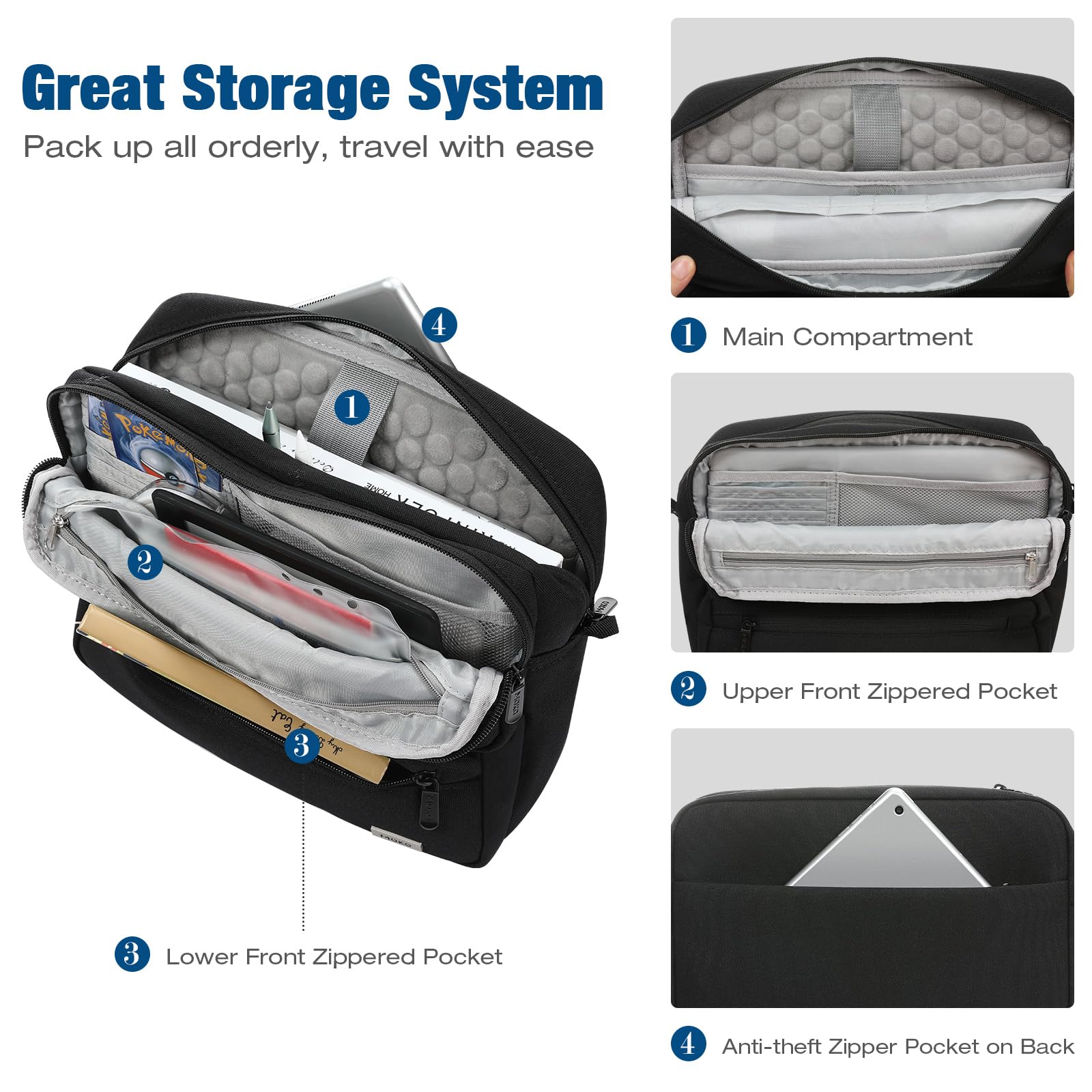 SIMTOP Borsa Per IPad Air 5 2022, Custodia Cover 10.9" IPad Air 4, 10.2", Tracolla Per Tablet YKK Con Cerniera Grigio - 3