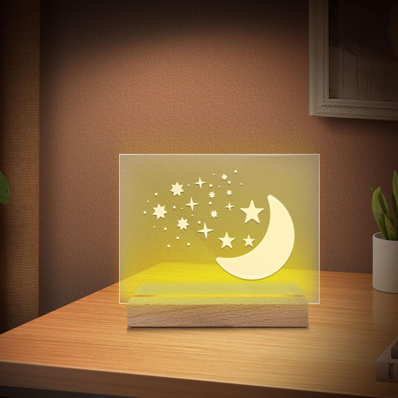 Base de madera con luz LED, base de exhibición de luces LED de 4.33 pulgadas, pedestal rectangular para decoración del hogar (8 piezas)