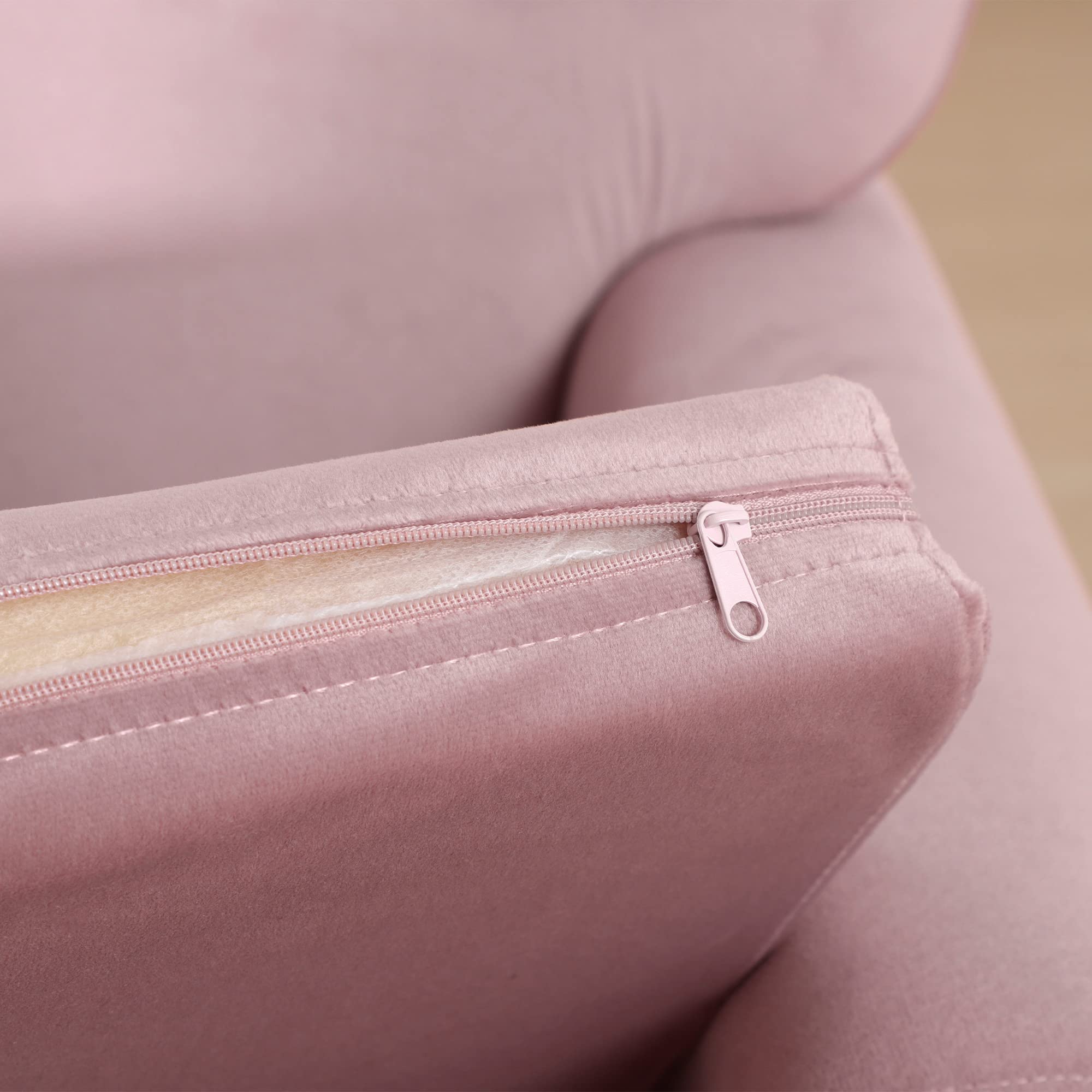 HOMCOM Poltrona per Bambini con Schienale a Corona e Imbottitura Spessa, Poltroncina per Bambini in Tessuto Effetto Velluto e Legno, 50.2x41.9x57.8 cm, Rosa