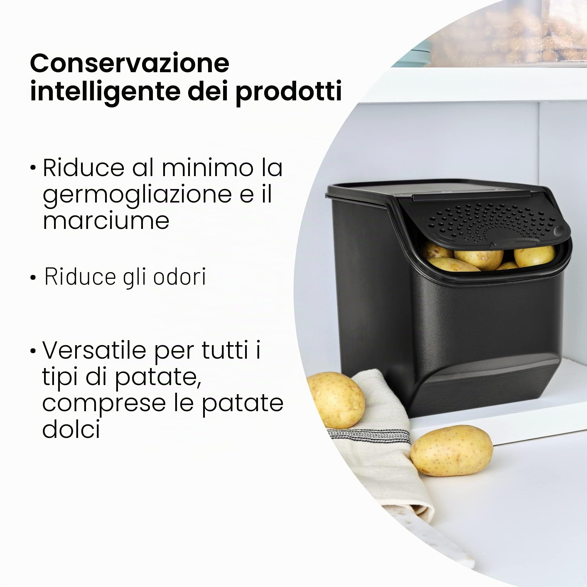Tupperware Contenitore intelligente per patate, prolunga la durata di conservazione delle patate, comprese le patate dolci, facile da pulire