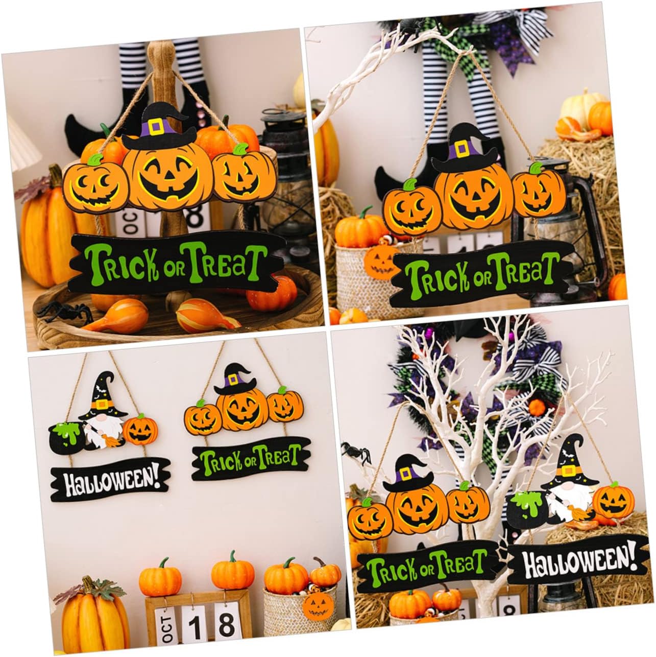 Pumpkin Wood Hanging Ornament Wooden Sign Wood Signs Decorations for Home Tiered Tray Gnome Pendant Harvest Decorative Halloween for Front Door Halloween Door