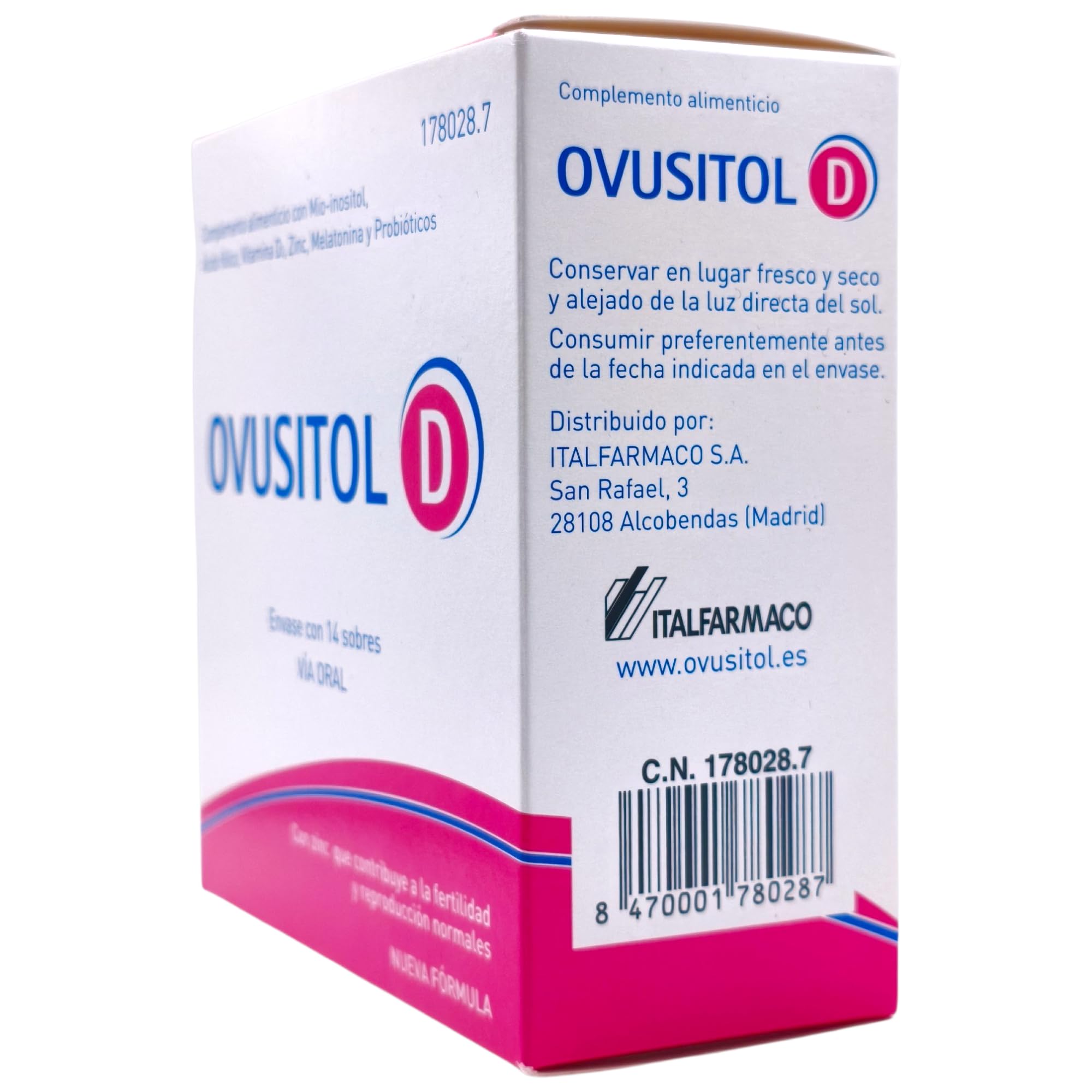 Italfarmaco Ovusitol D 14 Sobres - Suplemento para la Fertilidad Femenina, Reserva Ovárica y Calidad de los Ovocitos - Con Mio-inositol, Ácido Fólico, Probióticos, Vitamina D3, Zinc y Melatonina