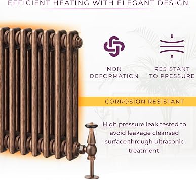 Go Bathrooms Traditional 2 Column Radiator 400x1190mm Copper | Cast iron style horizontal radiator for central heating. Features 2 column panels with an antique copper finish.