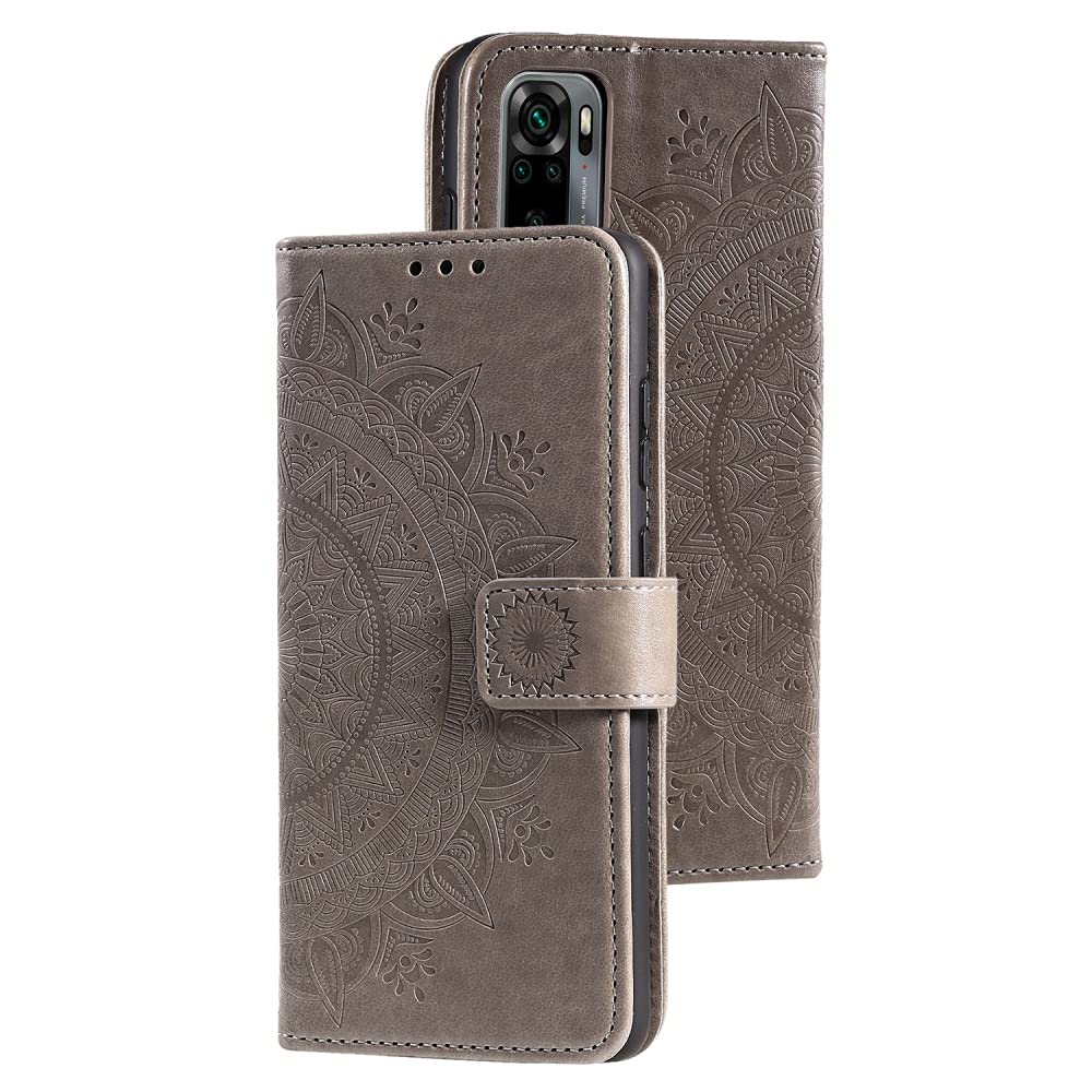 CoverKingz Portafoglio Per Xiaomi Redmi Note 10/10S - Custodia A Libro In Ecopelle Con Motivo Mandala Grigio, Slot Per Carte E Funzione Stand - 4
