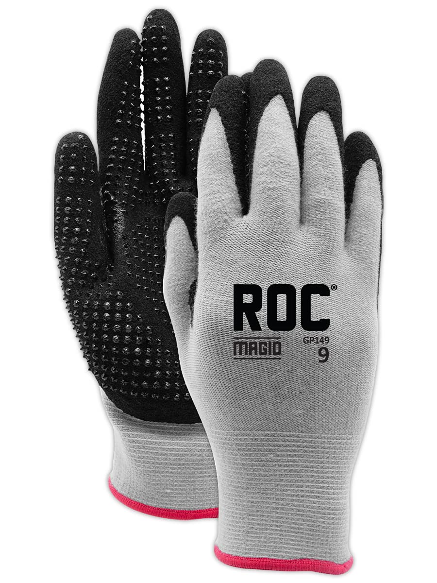 MAGID ROC Heat-Resistant Nitrile Dotted Palm Sandy Nitrile Work Gloves, 1 Pair, 10/XL (GP149)