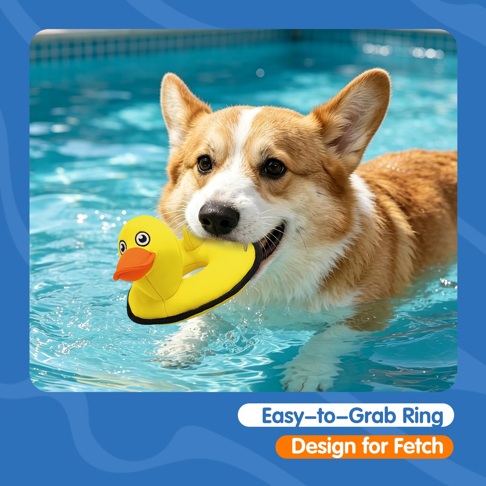Quietschendes Hundespielzeug, schwimmendes Hundespielzeug für drinnen oder draußen, Schwimmring-Design, interaktives Hundegeschenk für kleine und mittelgroße Hunde, gelbe Ente