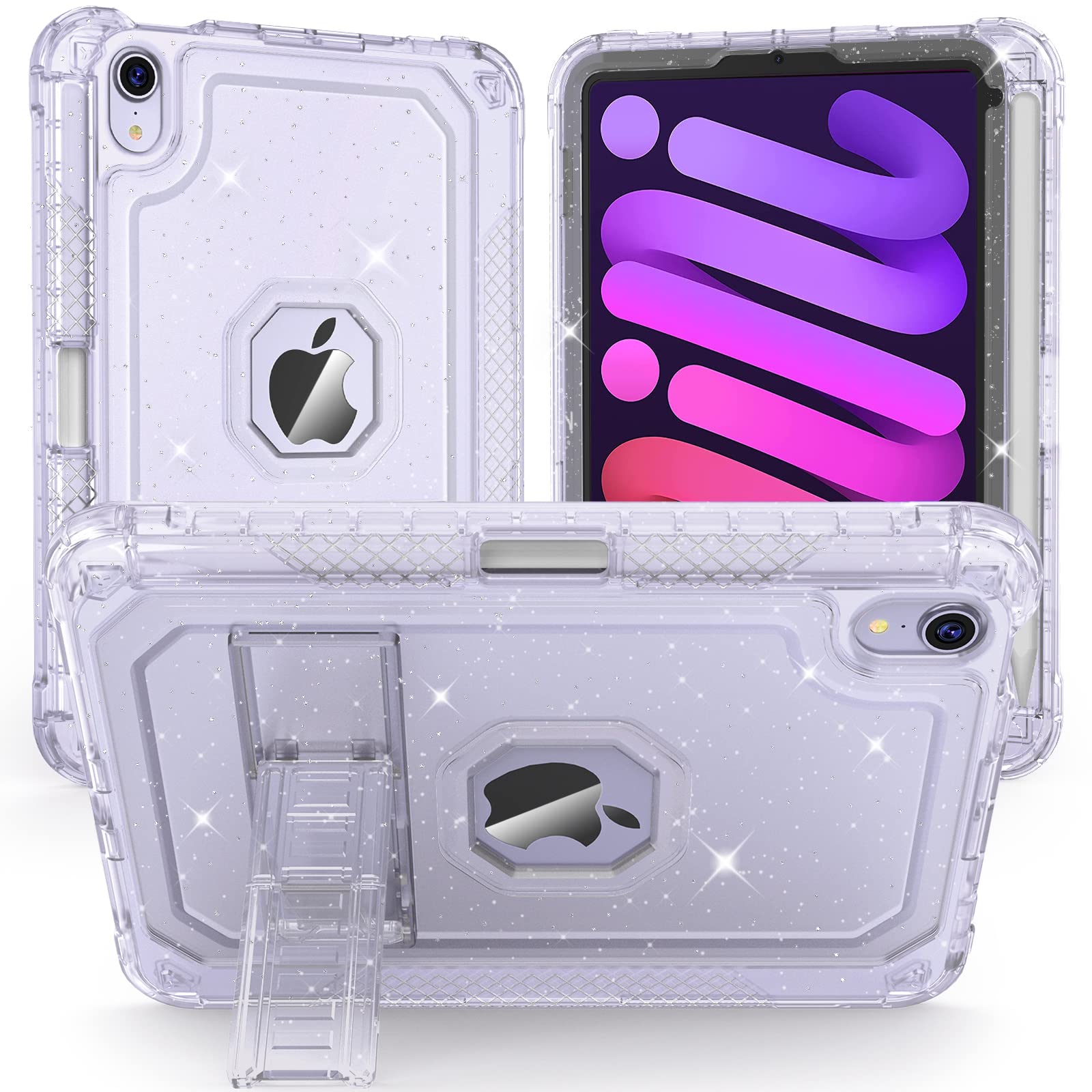 ZoneFoker Case for iPad mini A17 Pro, for iPad mini 7th/6th Generation Case 8.3 inch 2024/2021 with Pencil Holder/Stand, Slim Cover for i Pad Mini 7/6