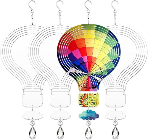 Paquete de 4 hilanderos de viento de sublimación de 10 pulgadas, escultura de viento de metal de aluminio 3D para patio y jardín, adornos artísticos