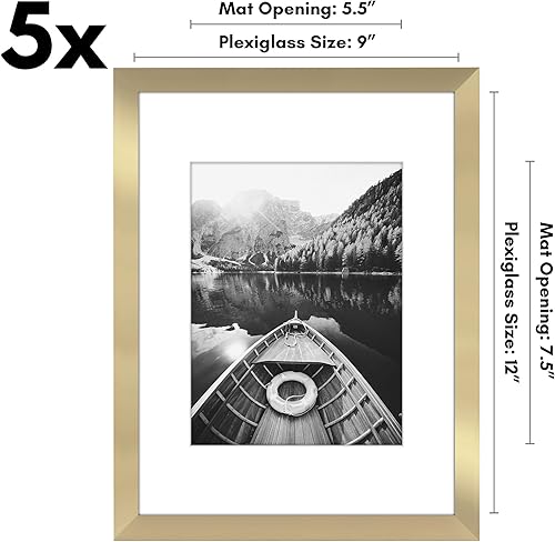 Vista 233 de Americanflat Portarretratos de 5 x 6 pulgadas con plexiglás pulido, juego de 5 portarretratos de 2 x 3 pulgadas con paspartú o para fotos de 5 x 6