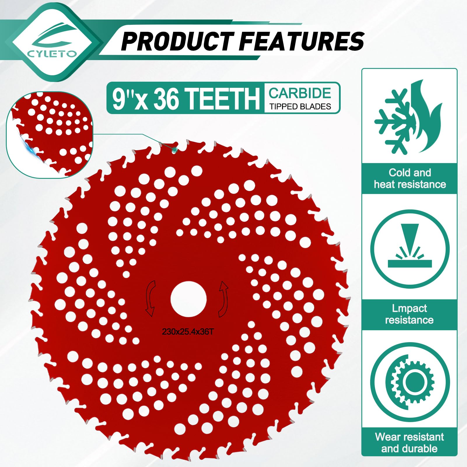 Lame con punta in carburo da 22,9 cm x 36 denti, 22,9 cm x 20 denti, 25,4 cm x 80T, lame con punta in carburo con adattatore universale, adatte per lame decespugliatore