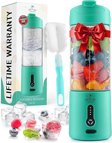 Zulay Kitchen Licuadoras personales de 18 onzas que trituran el hielo, licuadora de viaje inalámbrica recargable por USB-C, licuadora portátil de