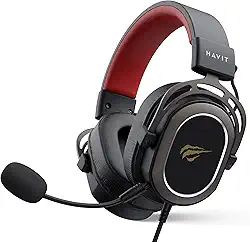 Havit Fone de Ouvido Headset H2008d com Microfone, Preto e Vermelho. Falante de 50mm, Conector 3, 5 mm, Compatível com PS4 / XBOX, Headband Regulável, 20 Hz – 20 kHz