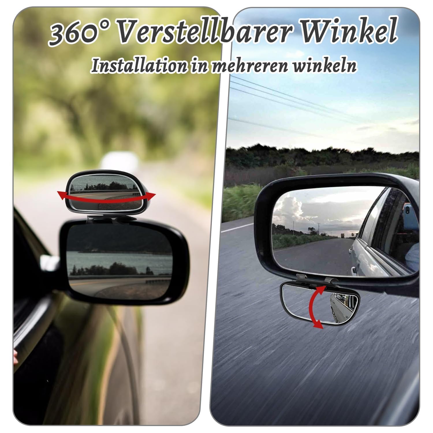 2 Stück Toter-Winkel-Spiegel für Autos, 360 Grad Außenspiegel, HD Einstellbar Konvex, Universal Trainer Rückspiegel, Toter-Winkel-Spiegel für Alle Arten Von Fahrzeugen