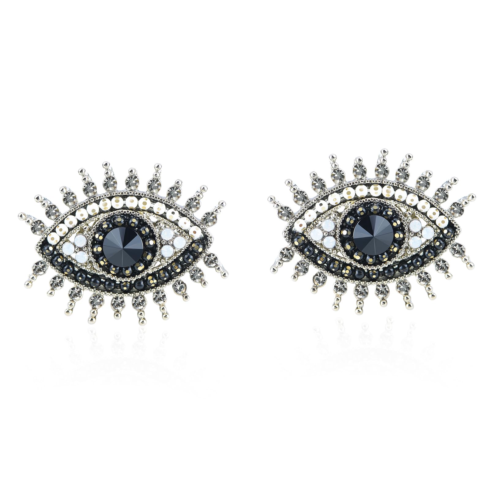 Fenni Jewelry 925 Sterling Silver Crystal Evil Eye Stud Earrings Pendant Necklace Protection Jewelry for Women