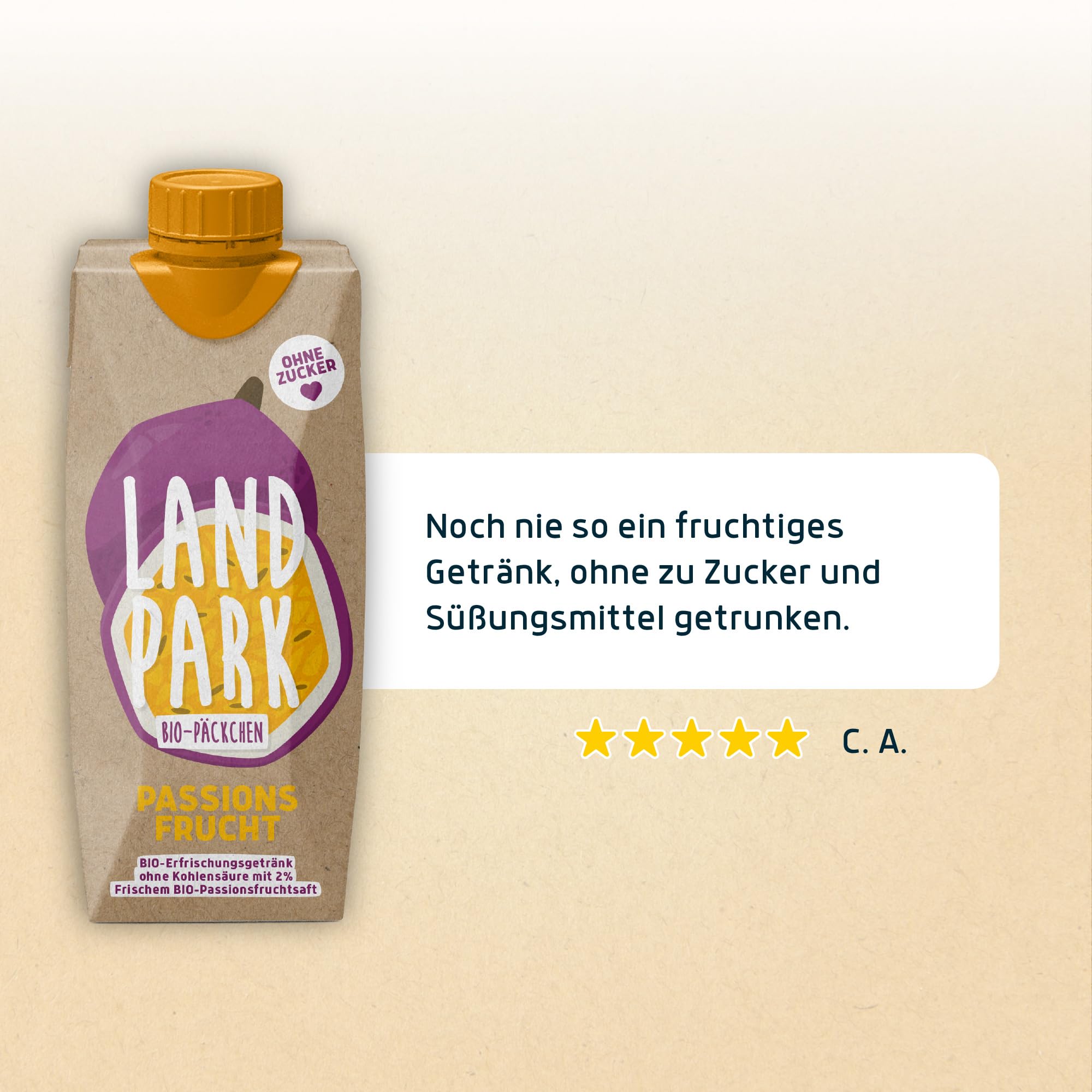 Landpark Bio-Erfrischungsgetränk Passionsfrucht (48er Pack) - Ohne Zucker und Süssungsmittel - Wasser mit Geschmack und Bio-Fruchtaroma
