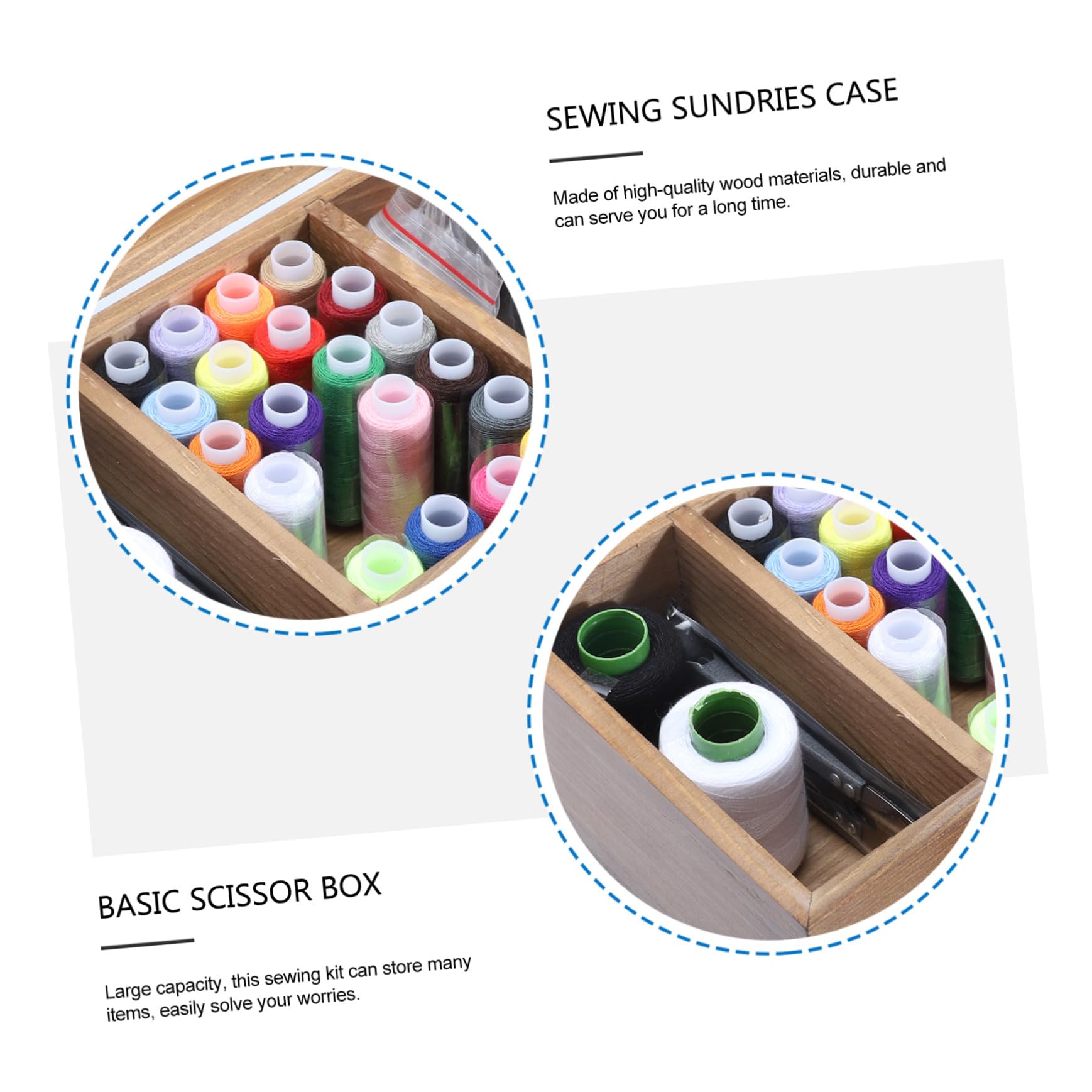 ORFOFE Estuche Ecológico para Almacenar Agujas, Hilos y Tijeras Kit de Costura de Madera Retro Gran Capacidad Adecuado para DIY y Manualidades en Casa