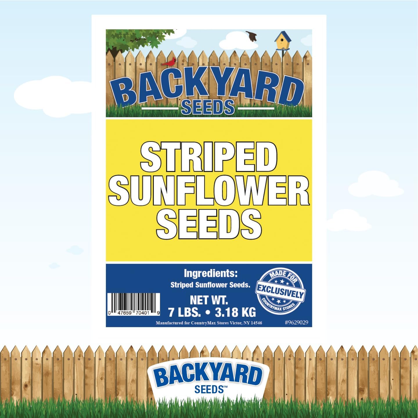 Backyard Seeds Striped Sunflower Seeds for Cardinals 7lbs - Premium Large Bird Seed for Outside Feeders, Small Bag of Wild Bird Food