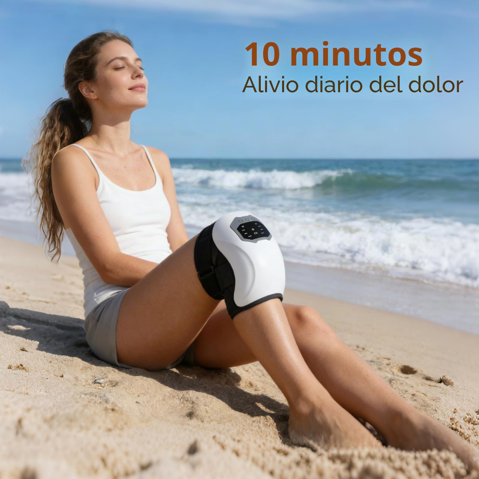 Masajeador inalámbrico de rodilla con masaje térmico y vibración, 3 modos de vibración, rodillera calentada con control de pantalla táctil para aliviar el dolor articular