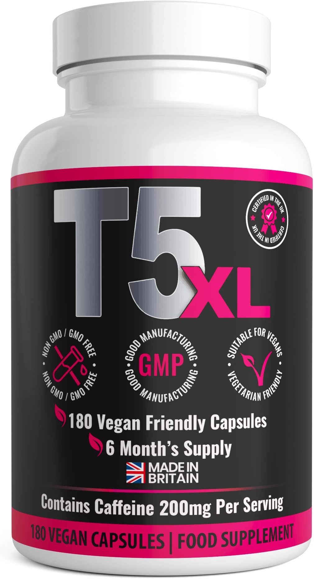 T5 XL Fat Burner 180 Capsules | 6 Months Supply | Weight Loss Fat Burner Diet Pills | UK Made by GirlyFuels for Women & Men | Vegan and Vegetarian Friendly