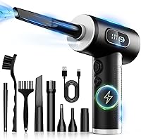 FRESMOL 100000RPM Cordless Electric Air Duster with 3 Gears, LED Light & Rechargeable Battery - Keyboard Electronics Cleaner, Replaces Canned Air (Black)