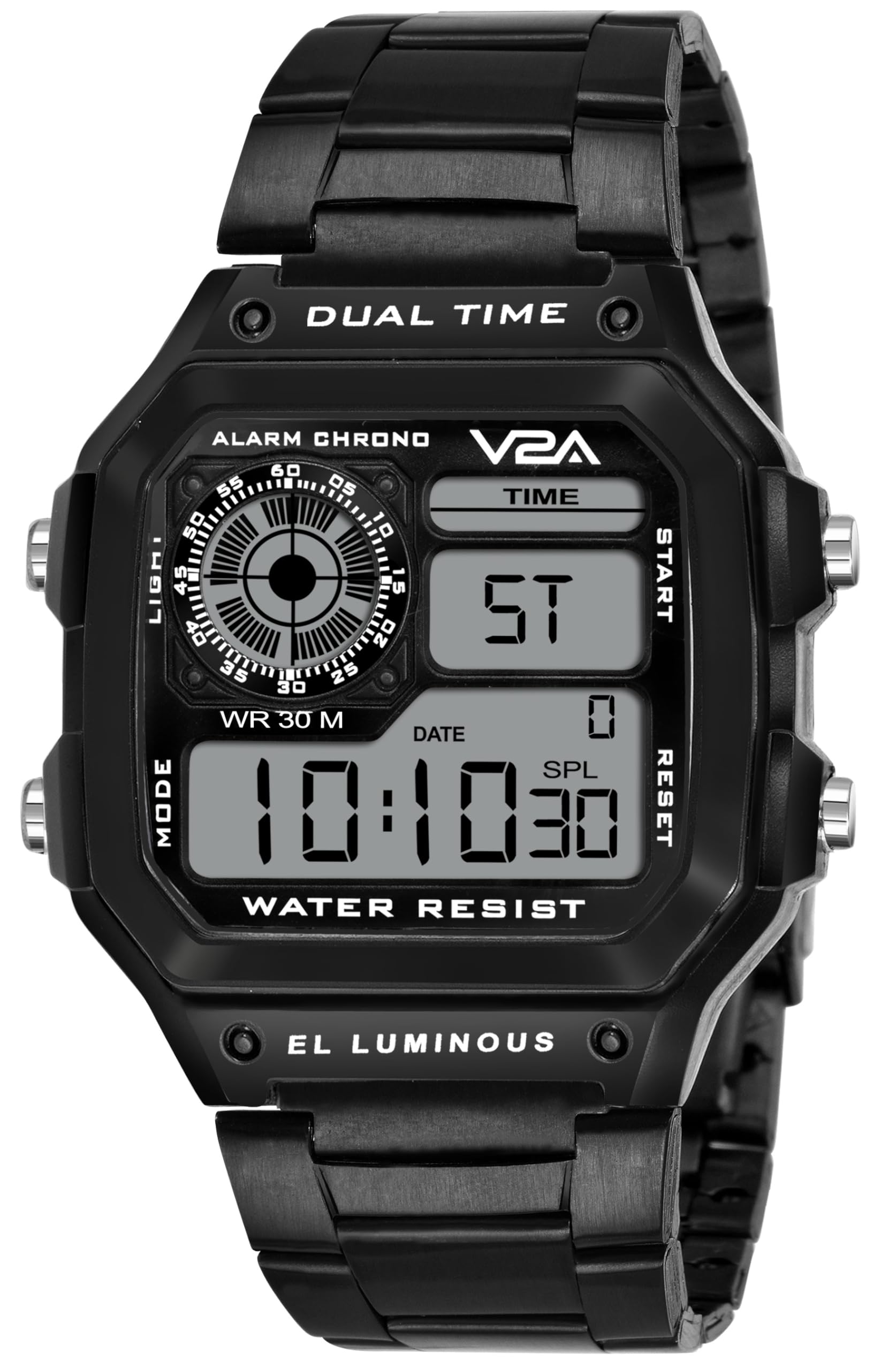 V2A Stainless Steel Small Dial Unisex Multifunction Digital Sports Watch (Black) (B08L1KQ5GJ) Amazon Price History, Amazon Price Tracker