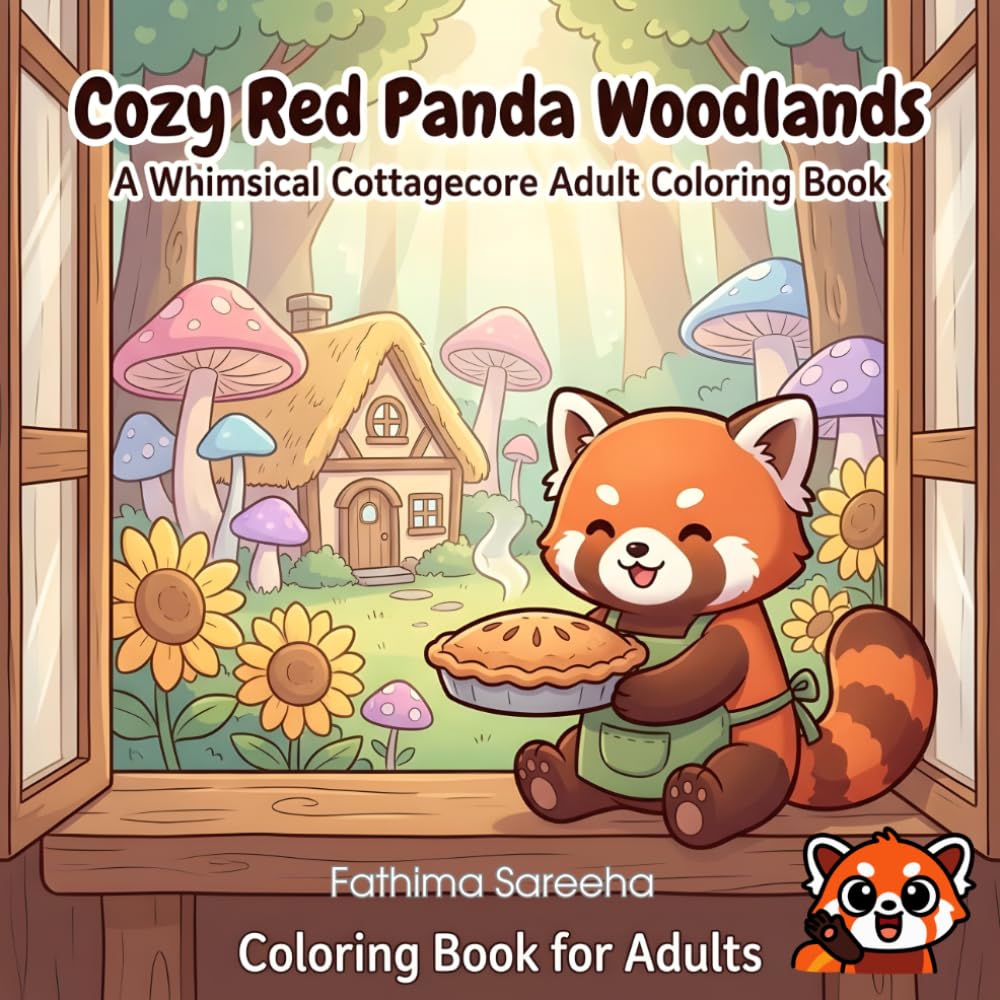 Cozy Red Panda Woodlands: A Whimsical Cottagecore Adult Coloring Book of Sweet Treats, Secret Gardens, and Forest Friendships