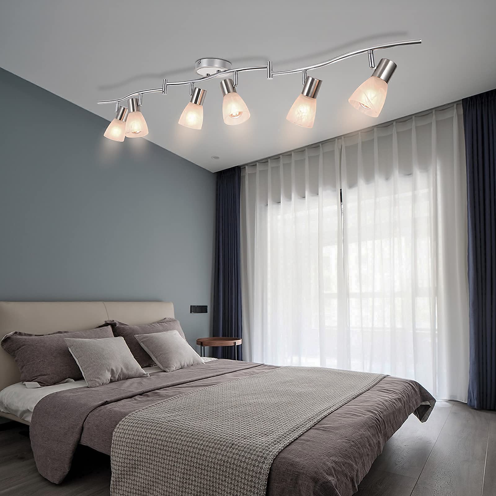 6 Flammig Deckenstrahler E14 LED Deckenleuchte Schwenkbar Modern Deckenlampe 230V 35W Wohnzimmer Schlafzimmer Ohne Leuchtmittel