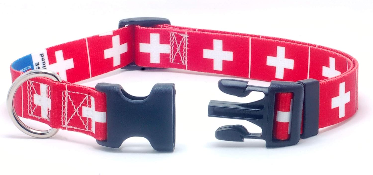 Dog Collar and Leash Set with The Switzerland Flag | Great for Swiss Holidays, Special Events, Festivals, Independence Days and Every Day Strong Safe
