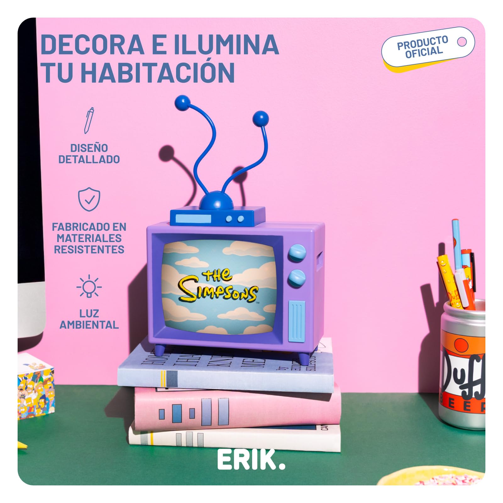 Grupo Erik Lampara The Simpsons - Lampara Luz LED pared para Habitacion Gamer (Setup Gaming), USB o Pilas | Decoracion habitacion : Los Simpsons Regalos, Regalo Friki 17x25x12cm
