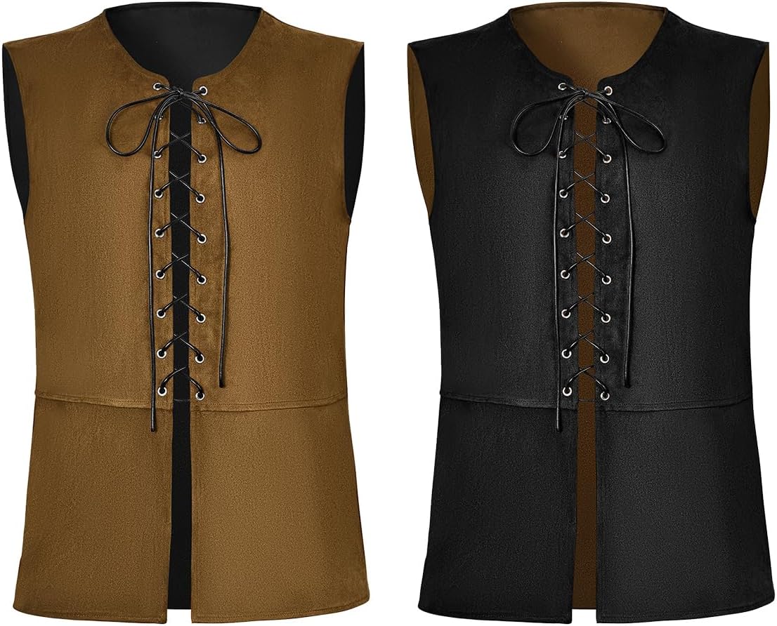 Century Star Reversible Pirate Vest Men - Renaissance Costume Men Medieval Viking Gothic Steampunk Halloween Costumes