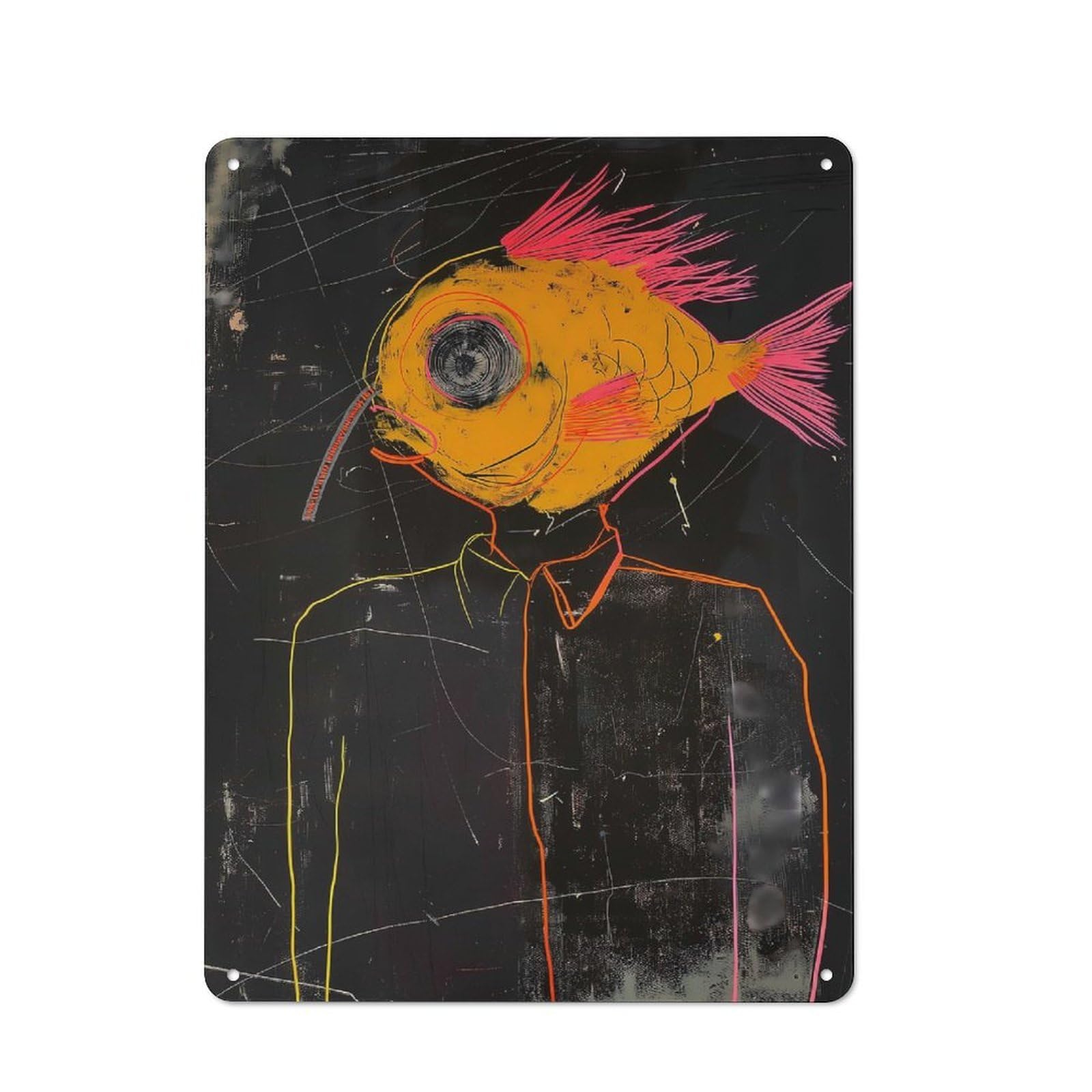 Junmoney Blowfish Vintage Tin Sign 40X30cm For Home Office Or Studio, For Metal Sign Collectors, For Living Room And Hallway Decor