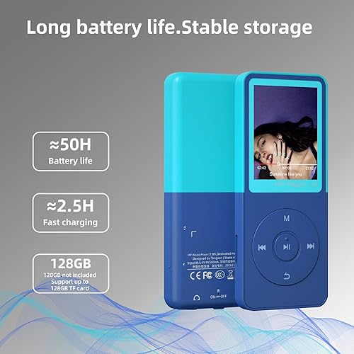 Miniatura 5 de Reproductor Mp3 Bluetooth, reproductor de música portátil clásico de alta fidelidad con Bluetooth, reproducción de video, radio FM, grabación, libro