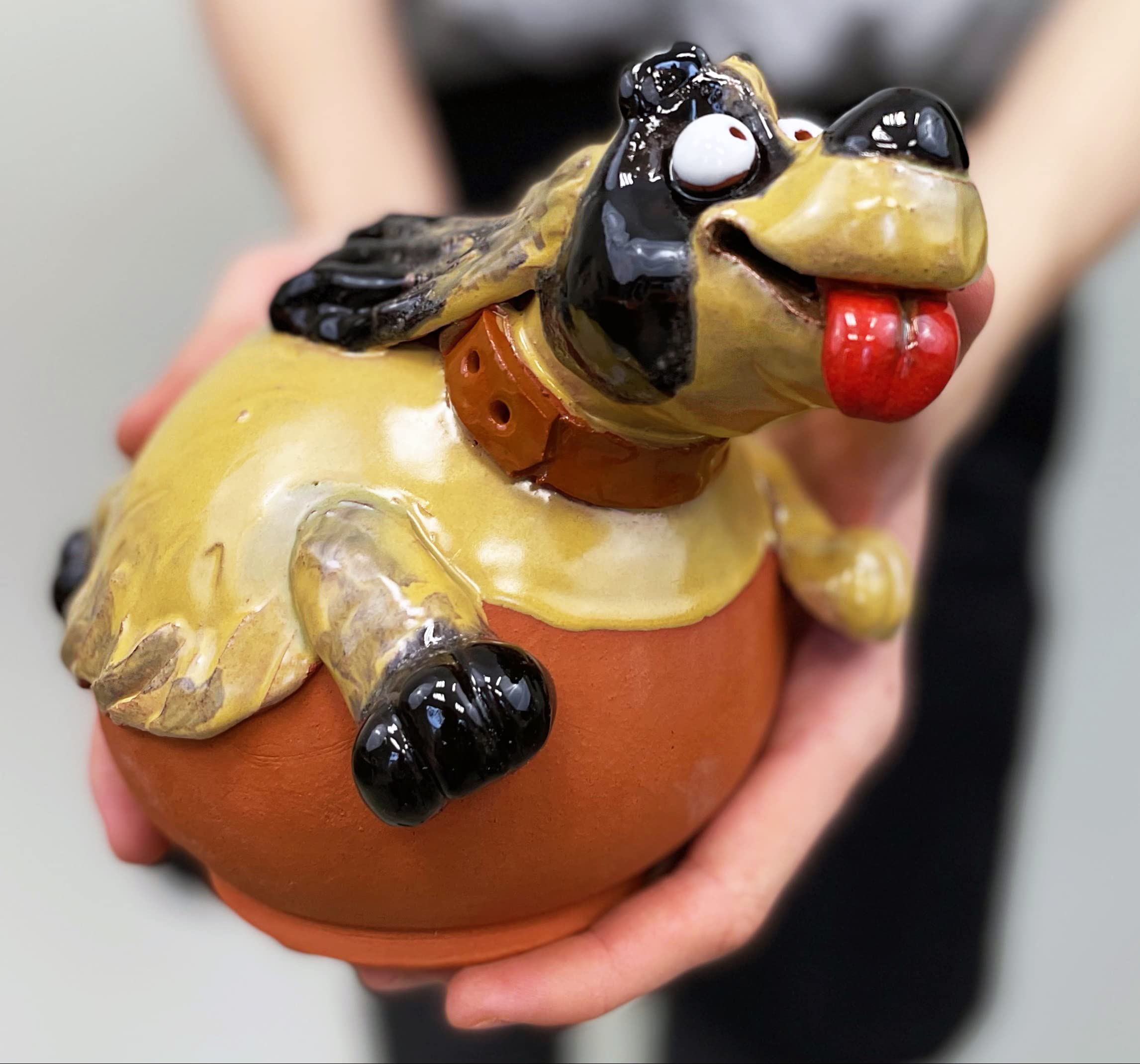Ceramiczna dekoracja ogrodowa, palik trawnika dla psa, statuetka zewnętrzna, idealny, wyjątkowy prezent dla ogrodników, kobiet, mężczyzn, prezenty na podwórko - ręcznie robione, odporne na mróz