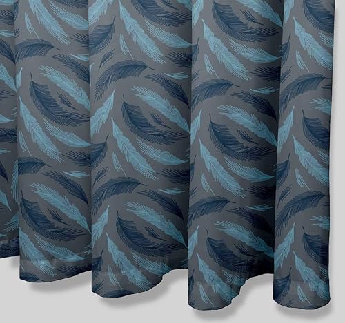 Miniatura 4 de S4Sassy Cortina de ducha de baño repelente al agua de hojas de palma azul con ganchos de anillos de rodillo, 60 x 75 pulgadas