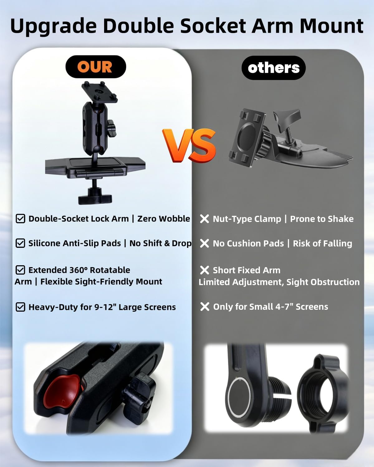 Upgraded CD Slot Mount for CarPlay Screen with Extension Arm Car Play CD Mount Compatible with 5–11 Inch Portable CarPlay Screens Baby Camera Monitors and GPS Navigation Tool-Free Installation image 2