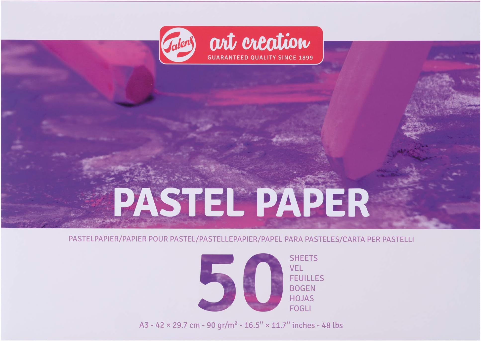 Talens Art Creation Pastel Paper Pad - A3 Size 42x29.7 cm - 90 g/m² - 50 Sheets - Perfect for Pastel Drawings - Glue Bound for Easy Removal