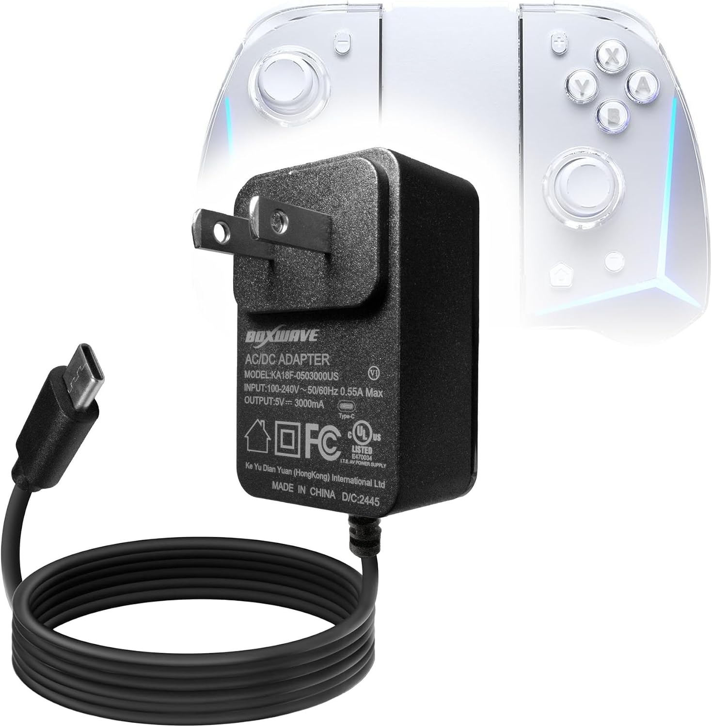 BoxWave Charger Compatible with EasySMX S15 Gaming Controller - Wall Charger Direct (15W), Rapid Charge Your Device with Built-in 3ft Cable